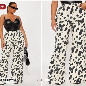 Fashion Nova Black and White Polka Dot Flare Jeans